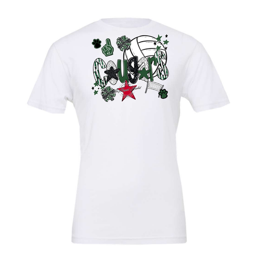 Cougars Volleyball Scrape-Green