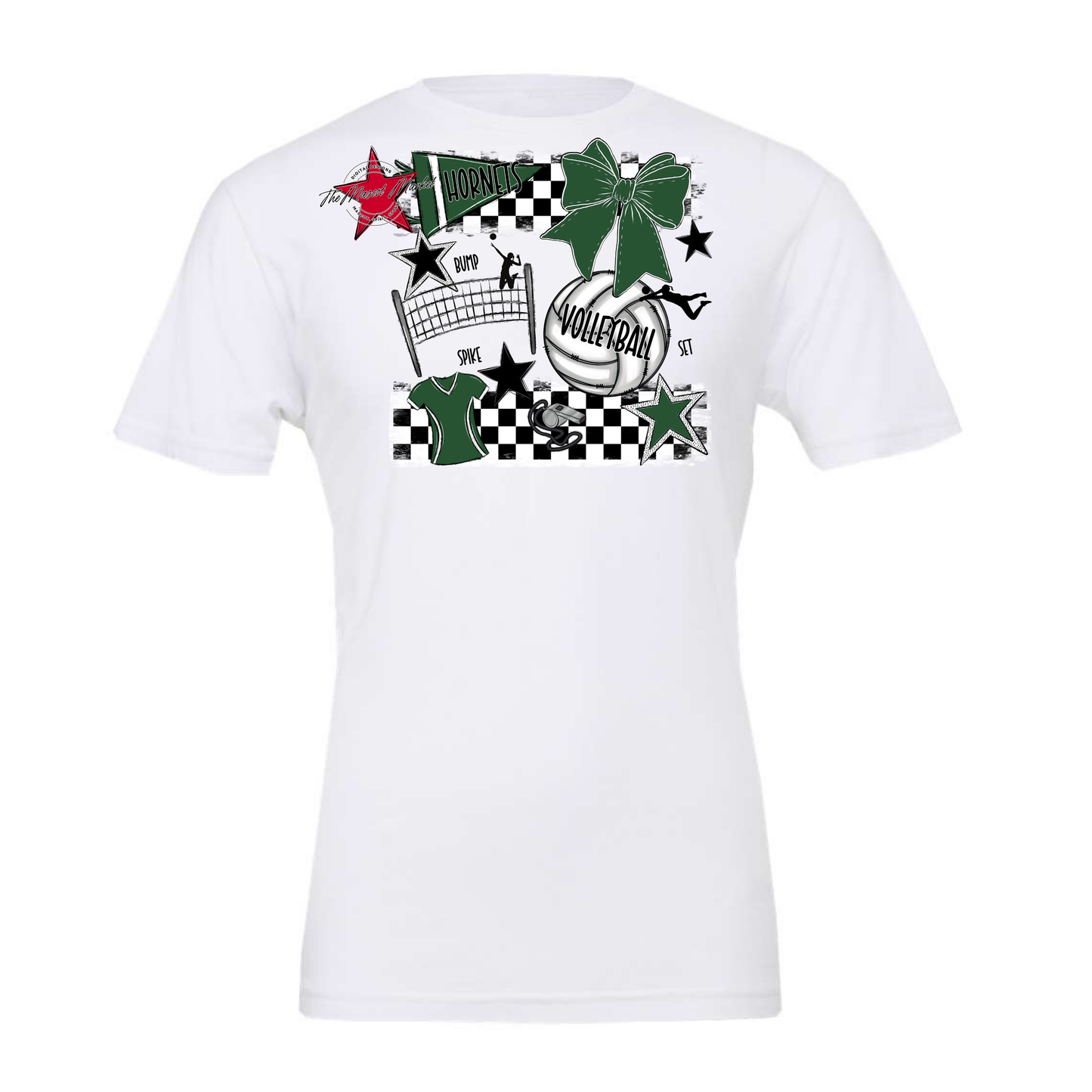 Hornets Checkers Volleyball Spirit Design-Green