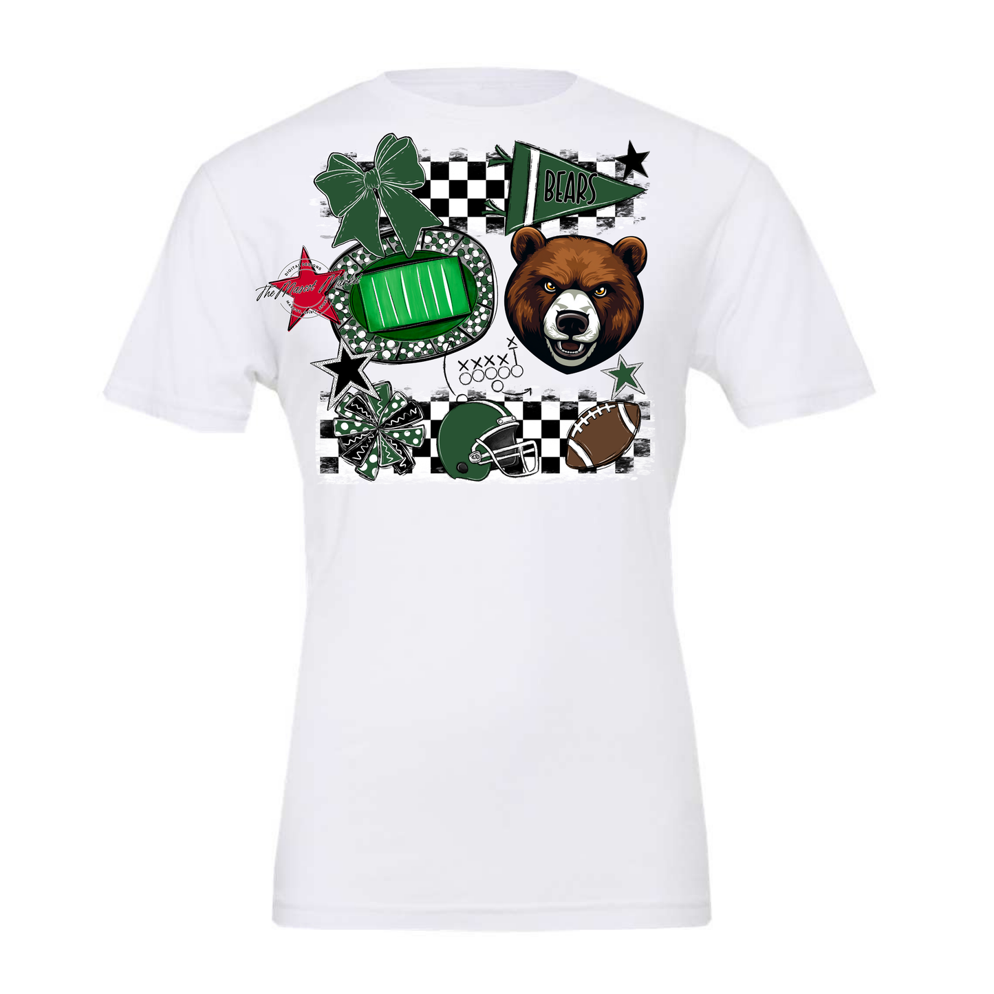 Bears Checker Mascot Spirit Design-Green