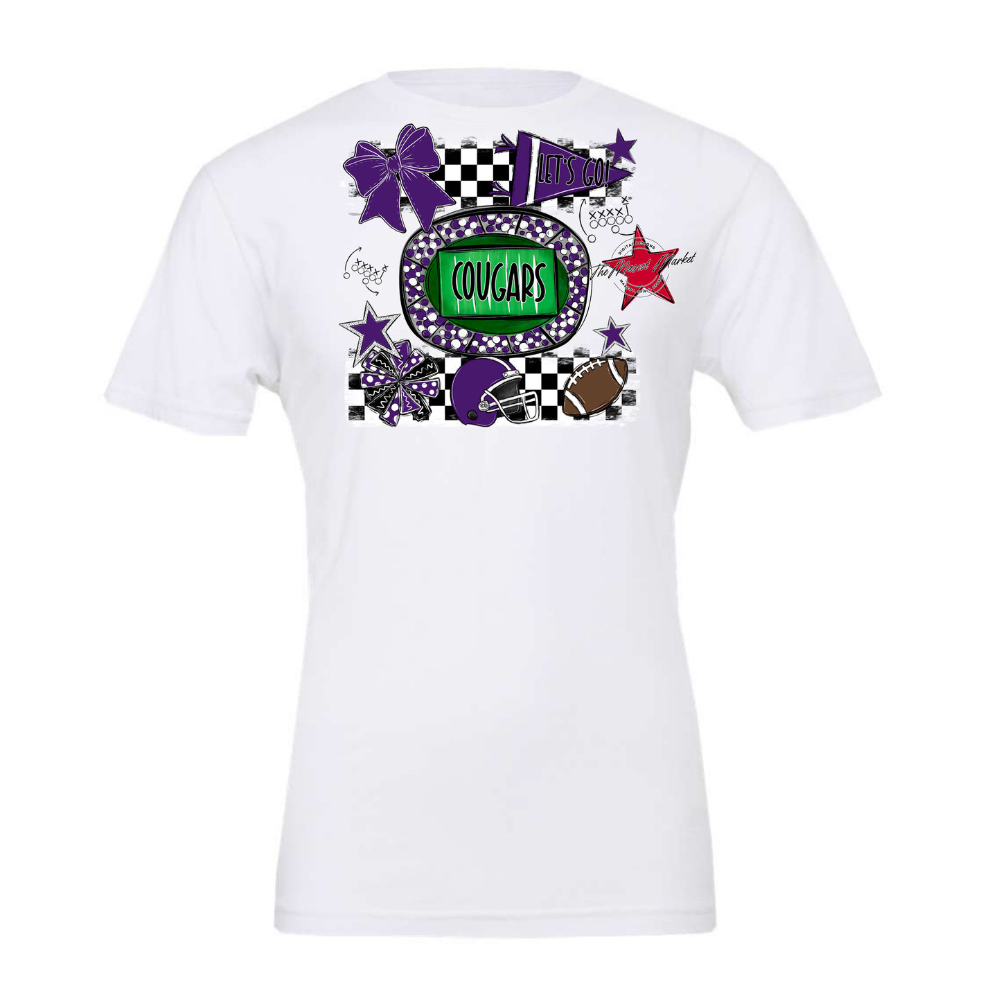Cougars Checkers Spirit Design-Purple