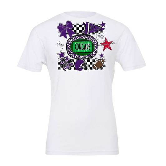 Cougars Checkers Spirit Design-Purple