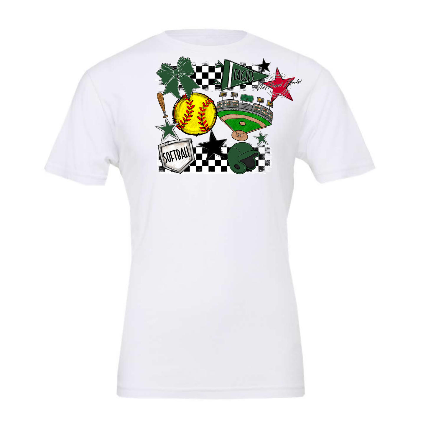 Eagles Softball Checkers Design-Green