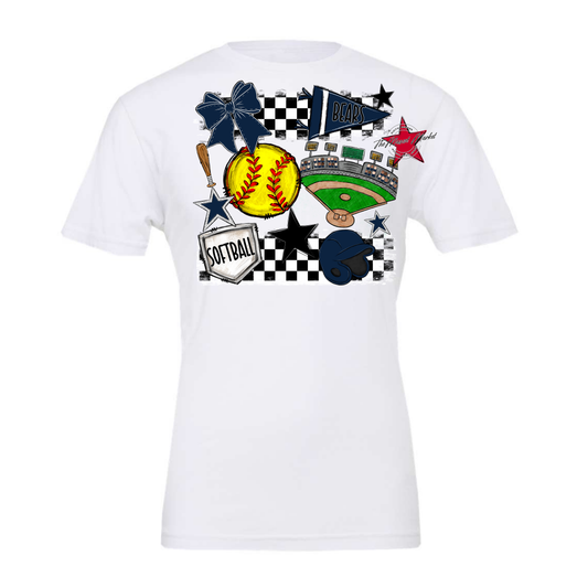 Bears Softball Checkers Design-Navy