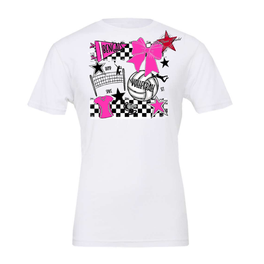 Bengals Volleyball Checkers Design-Pink