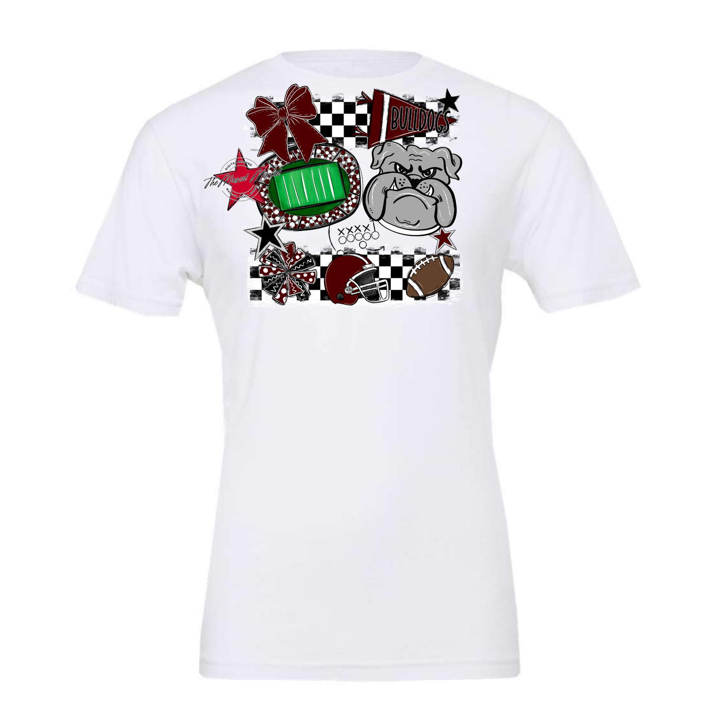 Bulldogs Checkers Mascot Spirit Design-Maroon