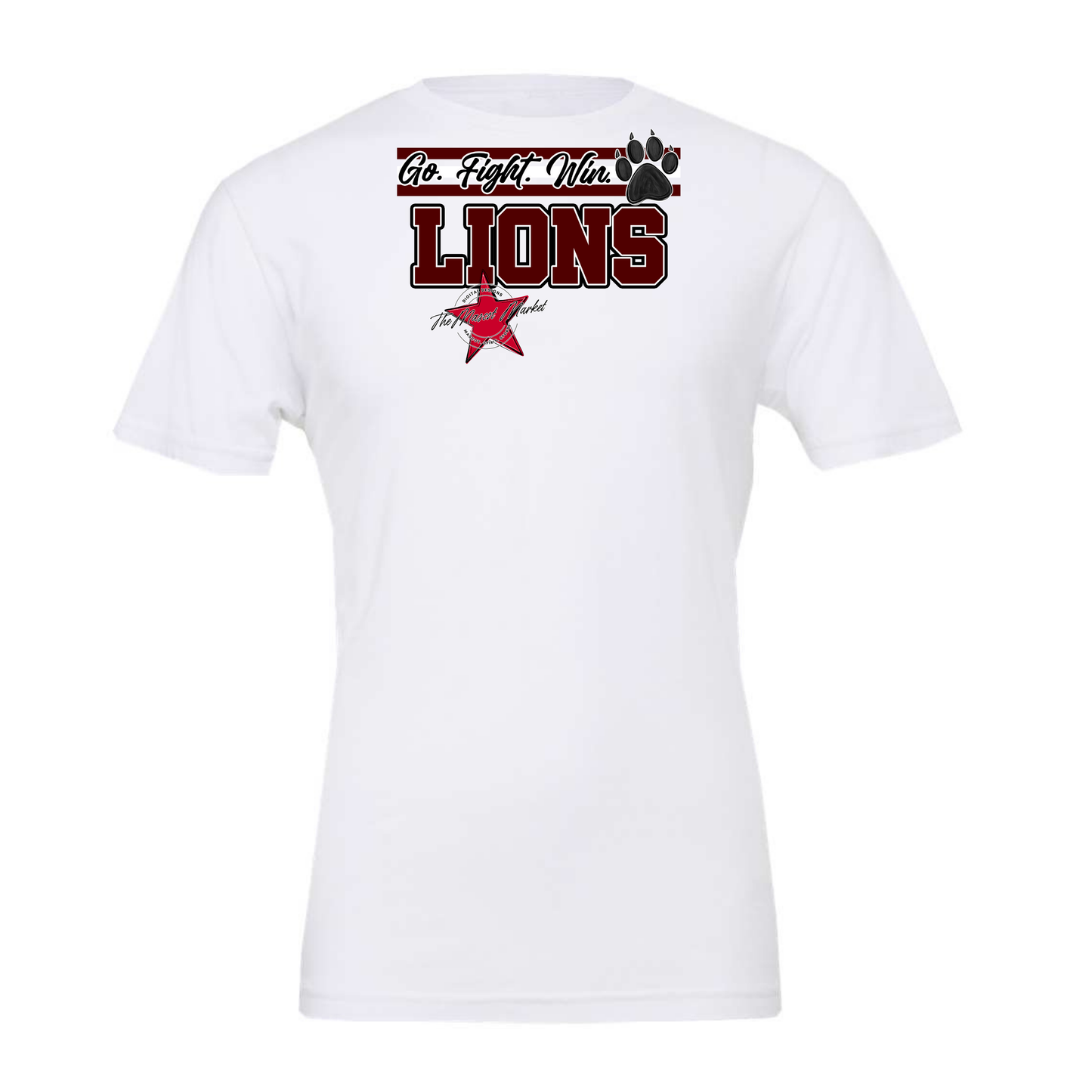 Lions Go Fight Win Mascot Lines-Maroon