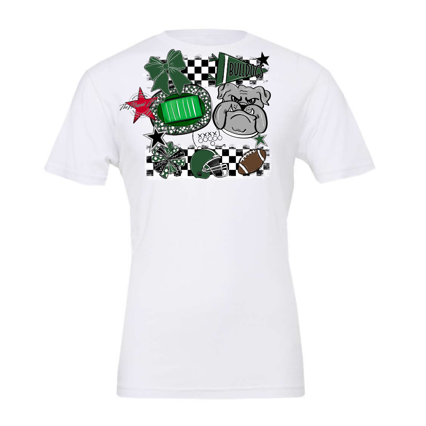 Bulldogs Checkers Mascot Spirit Design-Green