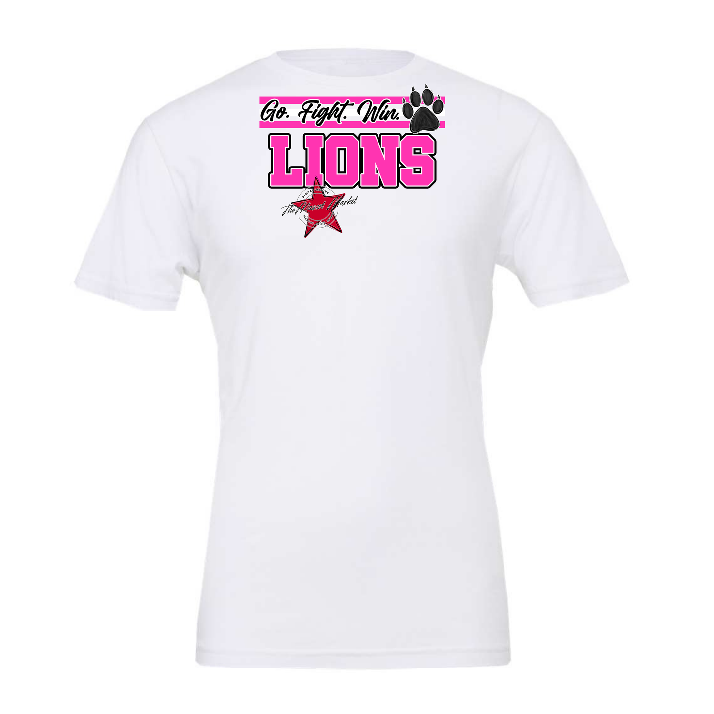 Lions Go Fight Win Mascot Lines-Pink