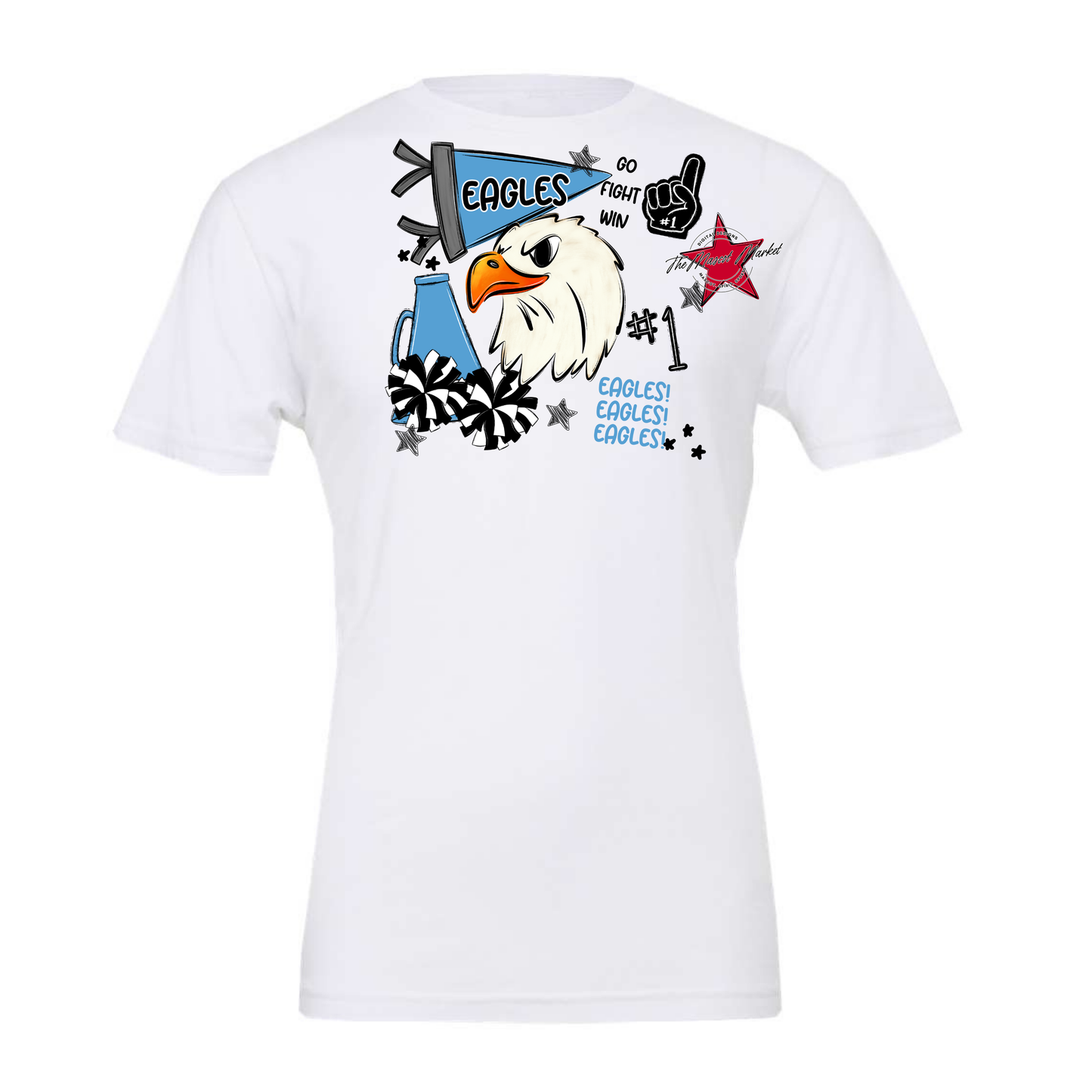 Eagles Mascot Spirit Design Megaphone-Carolina Blue