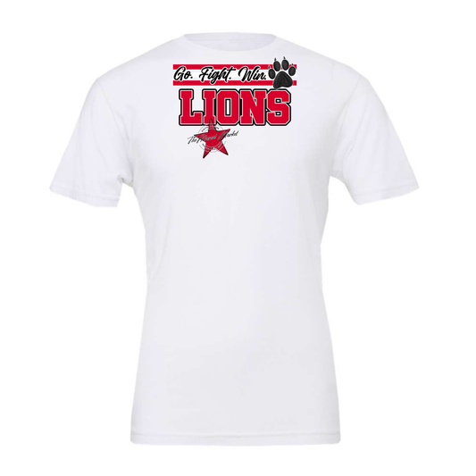 Lions Go Fight Win Mascot Lines-Red