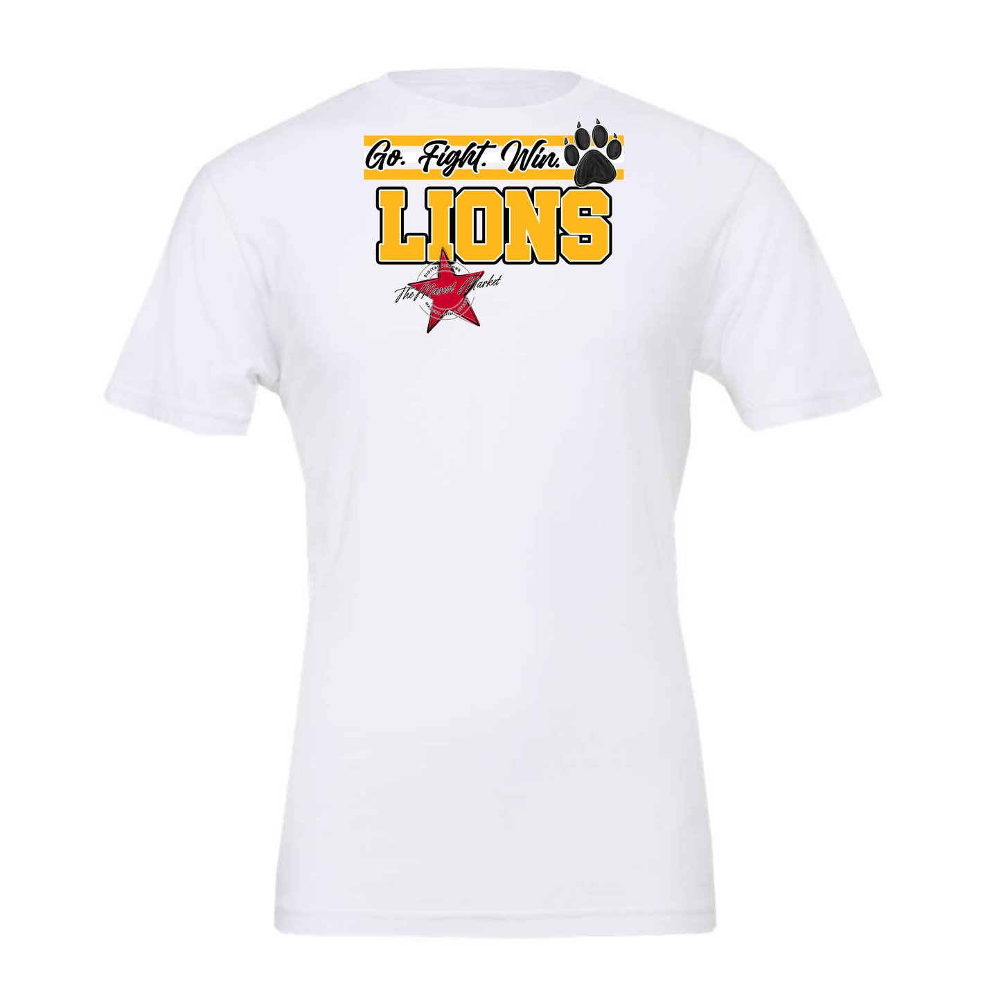 Lions Go Fight Win Mascot Lines-Yellow