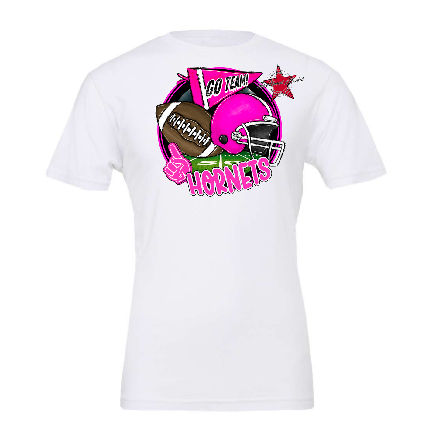 Hornets Circle Football Design-Pink