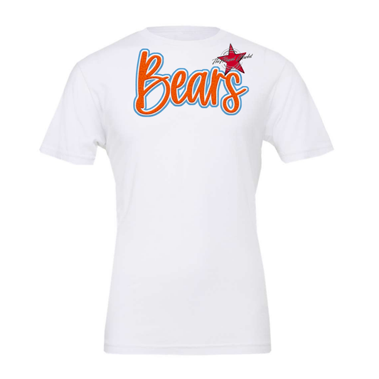 Bears Faux Chenille Patch Design-Carolina Blue-Orange