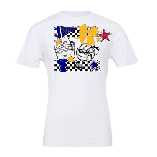 Badgers Volleyball Checkers Design-Blue-Yellow