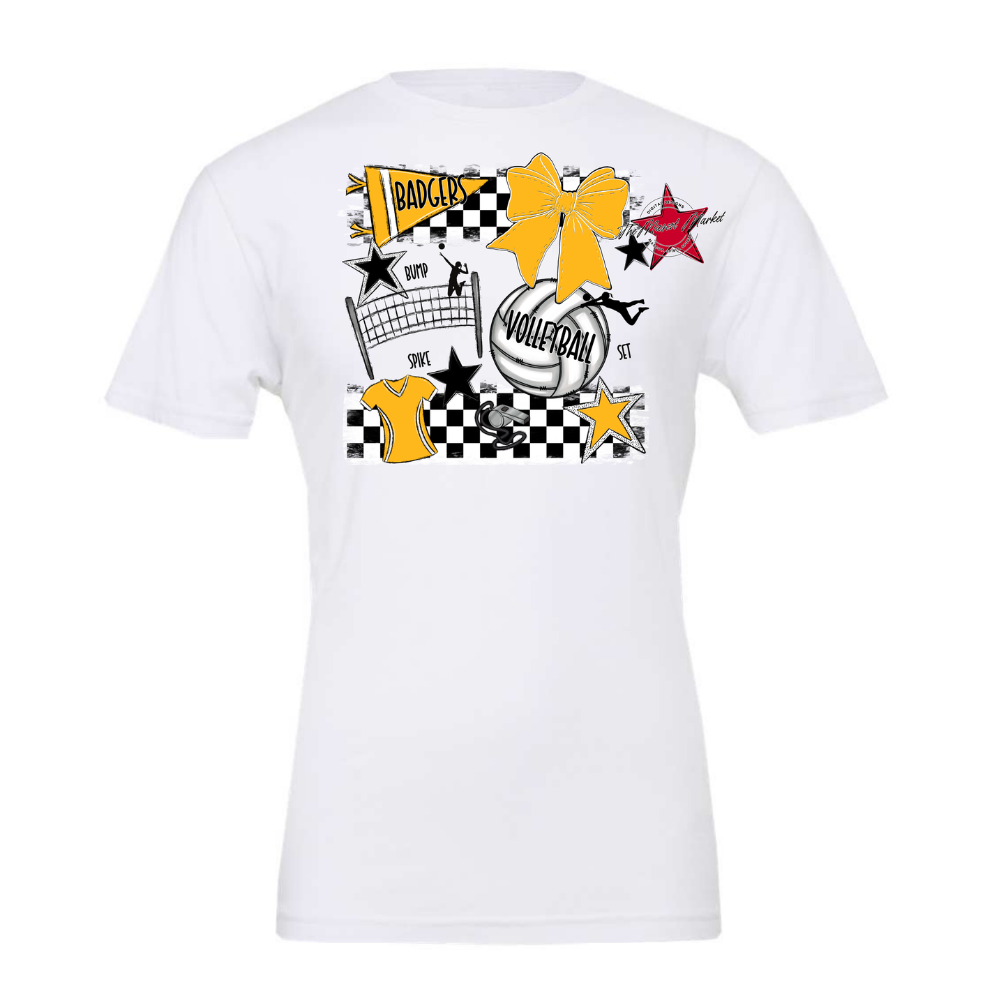 Badgers Volleyball Checkers Design-Yellow