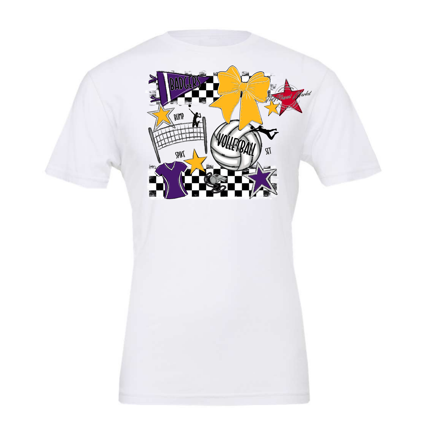 Badgers Volleyball Checkers Design-Purple-Yellow